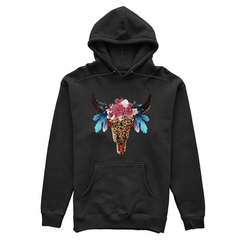 Verzierter Stierschädel mit Blumen und Federn Damen Pullover Hoodie