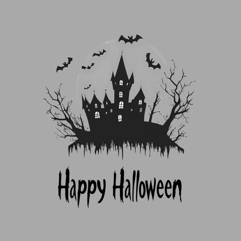 Haunted Halloween Castle Silhouette with Bats Female Pullover Hoodie