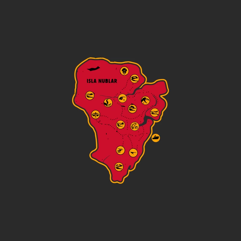 Isla Nublar: Jurassic Park's Iconic Red Island Map Baseball Cap