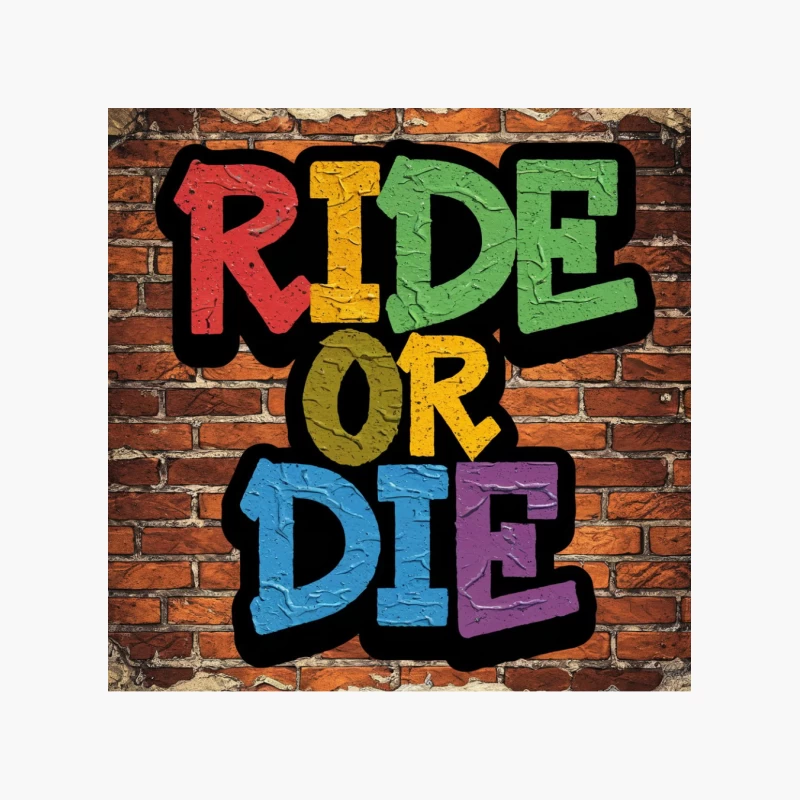 Vibrant "Ride or Die" Graffiti on Brick Wall Cotton Tote Bag