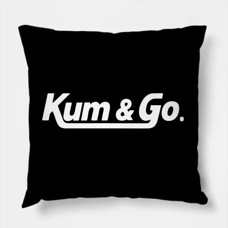 White Outlined Kum & Go Logo Design Throw Pillow