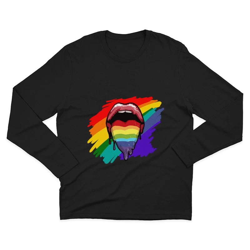 Regenbogenlippen Kunst Herren Langarm T-Shirt