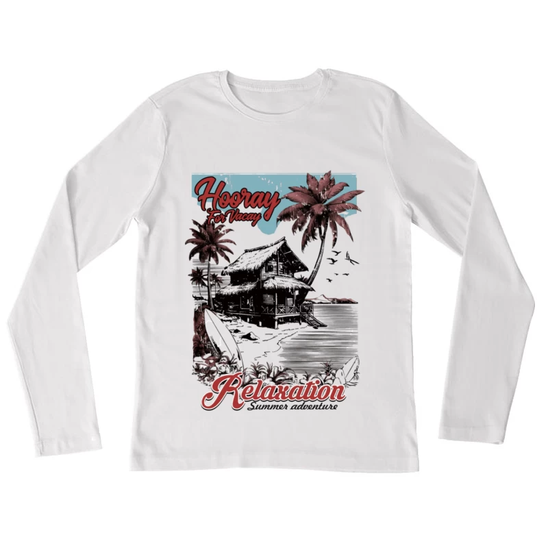 Hütte am Strand für Entspannung Damen Langarm T-Shirt