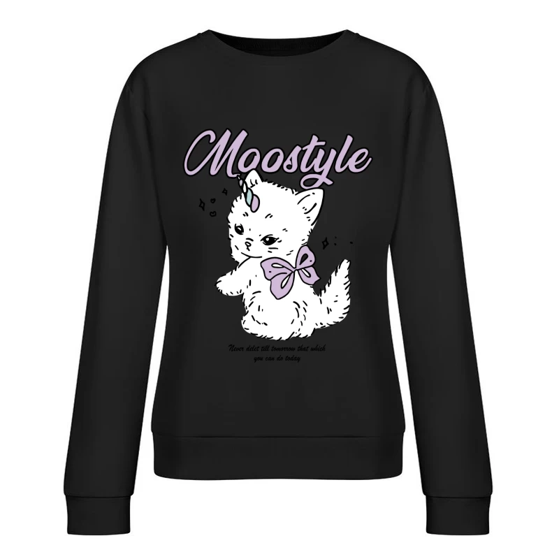 Niedliches Einhorn-Kätzchen mit Schleife Damen Pullover Sweatshirt