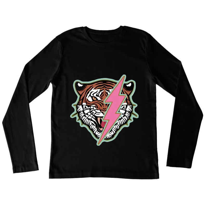 Tiger mit Blitzdesign Damen Langarm T-Shirt