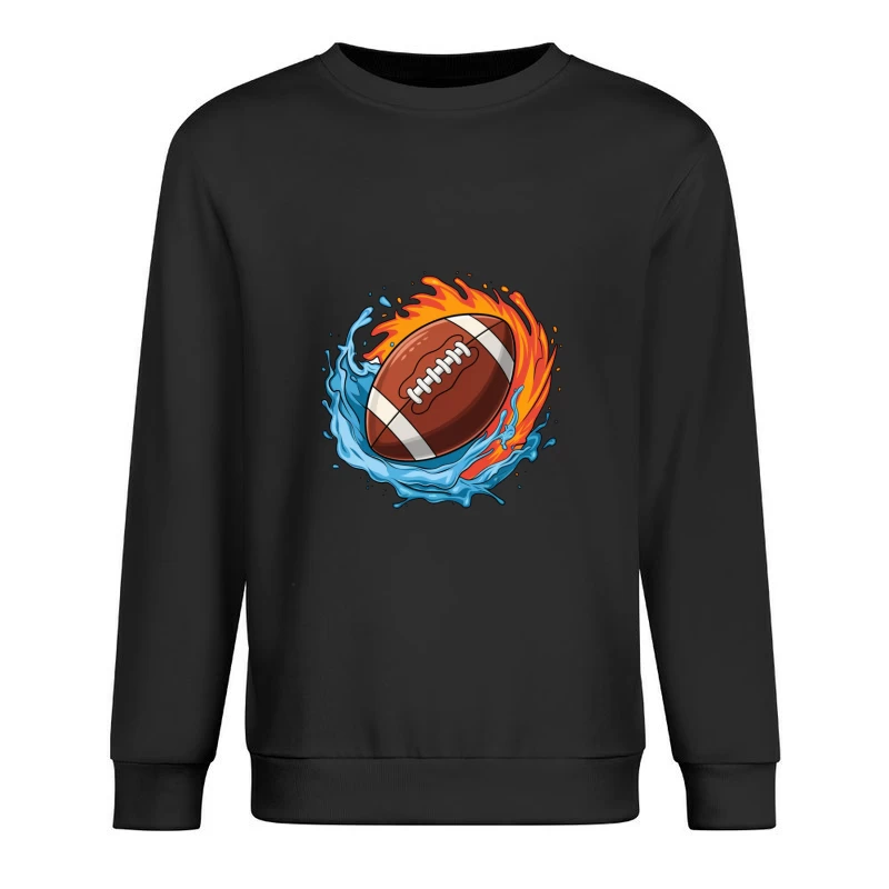 Dynamic American Football with Fire and Water Elements Male Pullover Sweatshirt