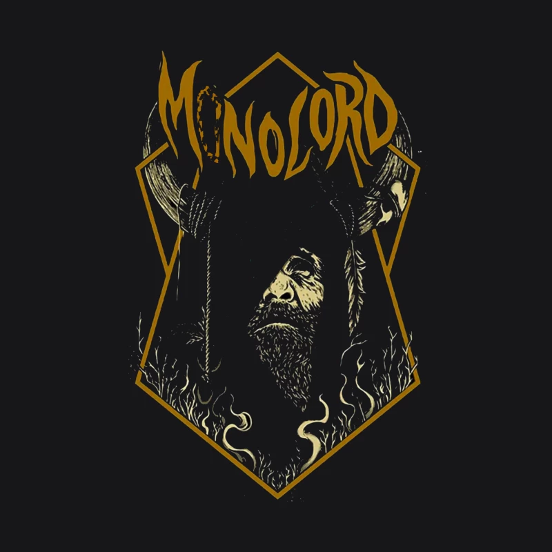 Minimalist Gold Gothic Logo with Bearded Figure Design Male Pullover Hoodie