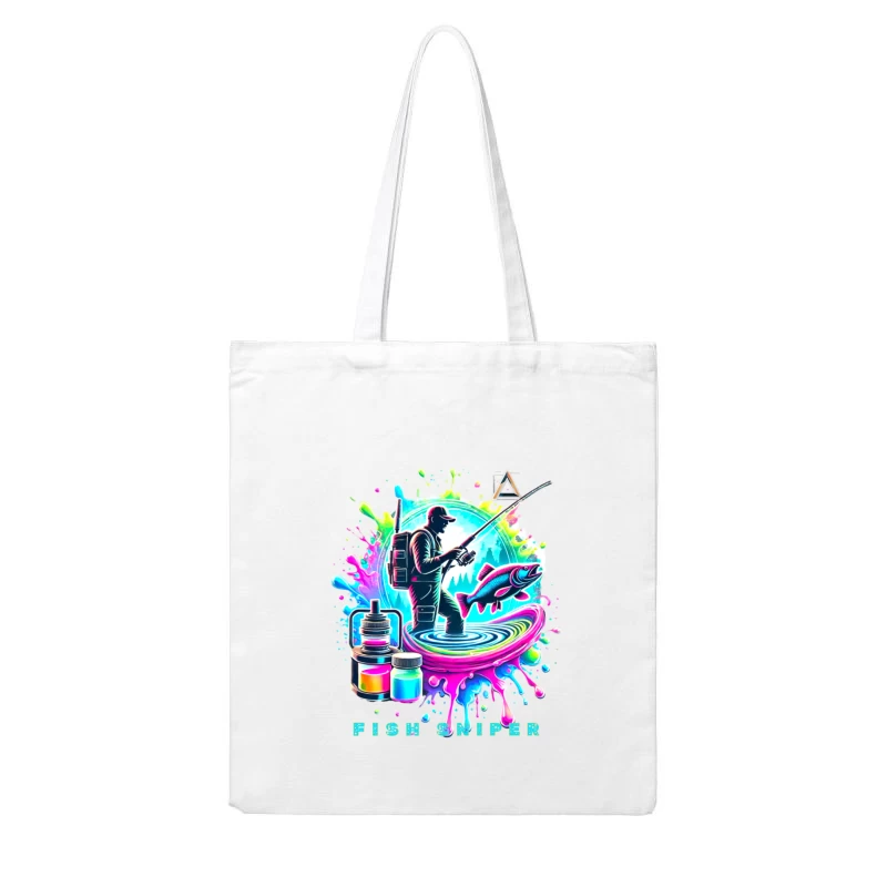 Colorful Fish Sniper: Vaping and Fishing Art Cotton Tote Bag