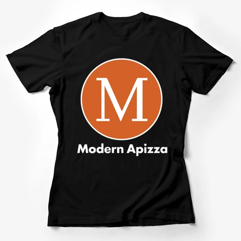 Modern Minimalist Orange Circle M Logo for Apizza Restaurant Female T-Shirt