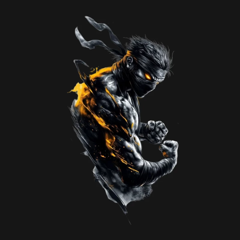 Dynamic Ninja Warrior in Action Art Male Long Sleeve T-Shirt
