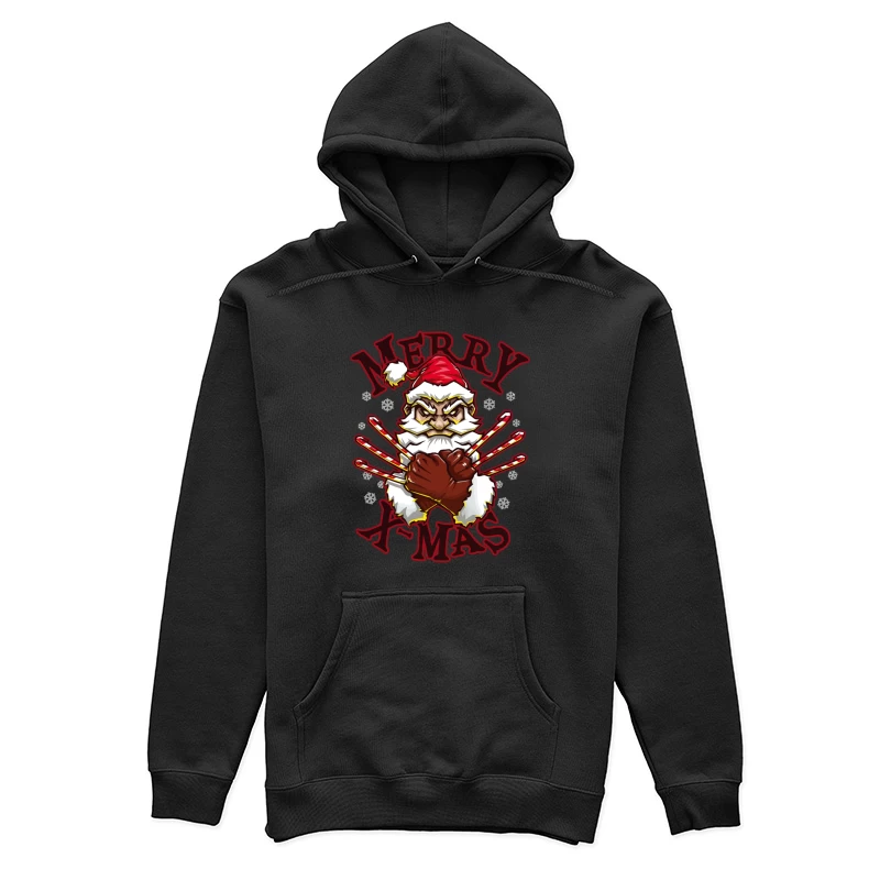 Muscle Santa: Merry X-Mas with Attitude Female Pullover Hoodie