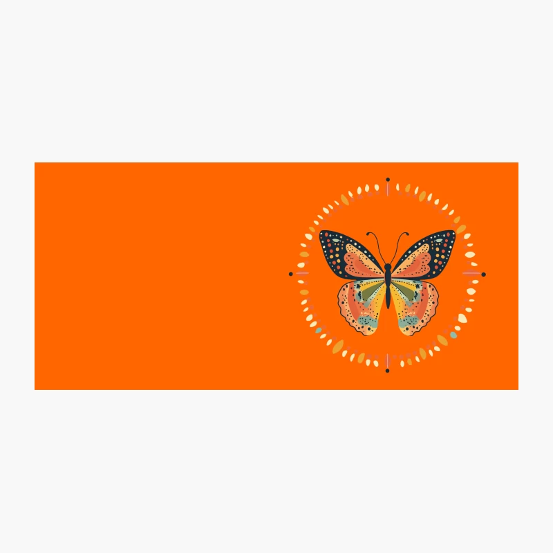 Colorful Butterfly Illustration with Circular Decorative Design Coffee Mug