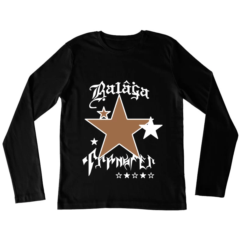 Stern Design Balaga Schrift Damen Langarm T-Shirt