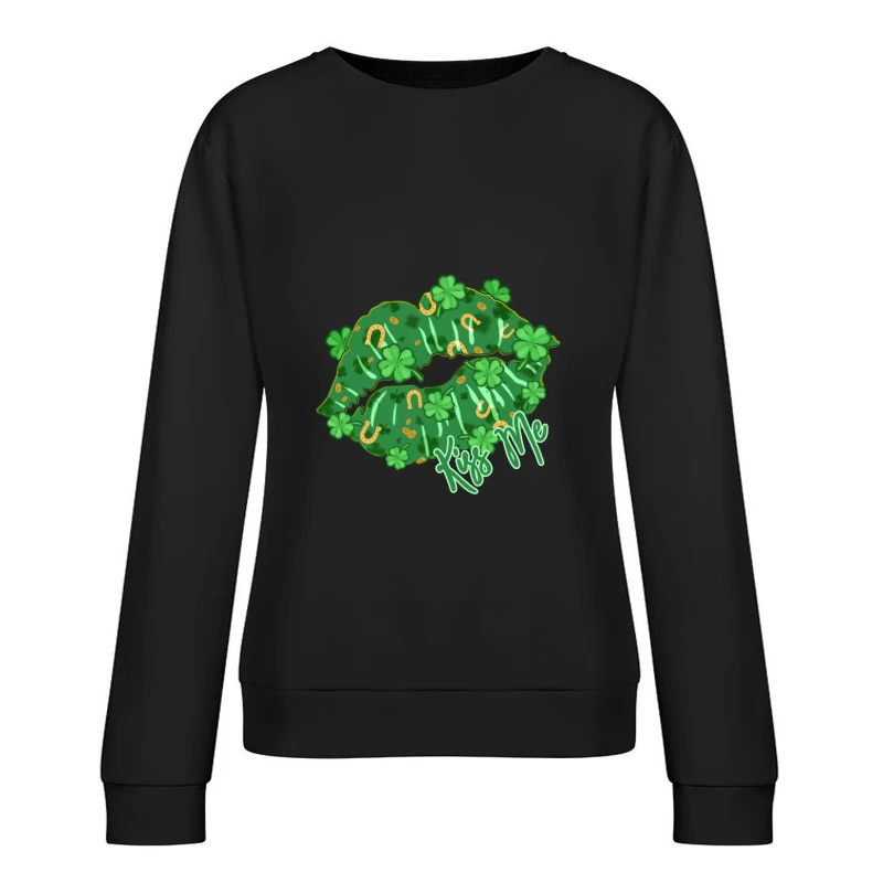 Kuss mich Design mit Kleeblättern und Hufeisen Damen Pullover Sweatshirt