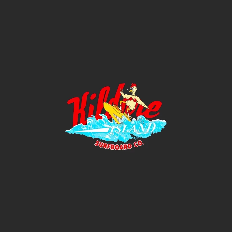 Kildare Island Surfboard Co: Cartoon Chicken Surfing Logo Baseball Cap