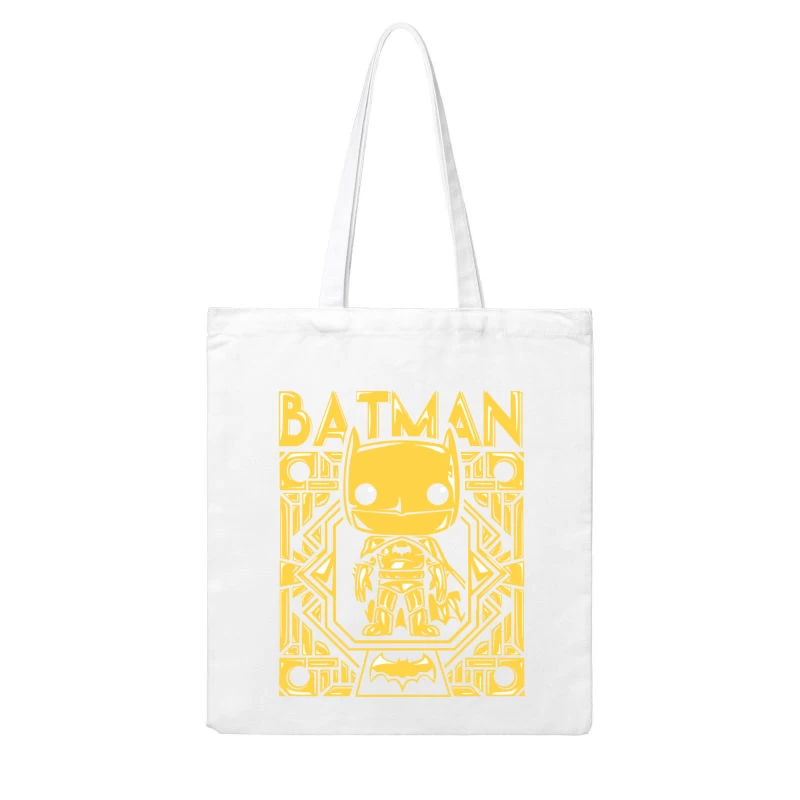 Funko Pop Batman Character Design in Yellow Cotton Tote Bag