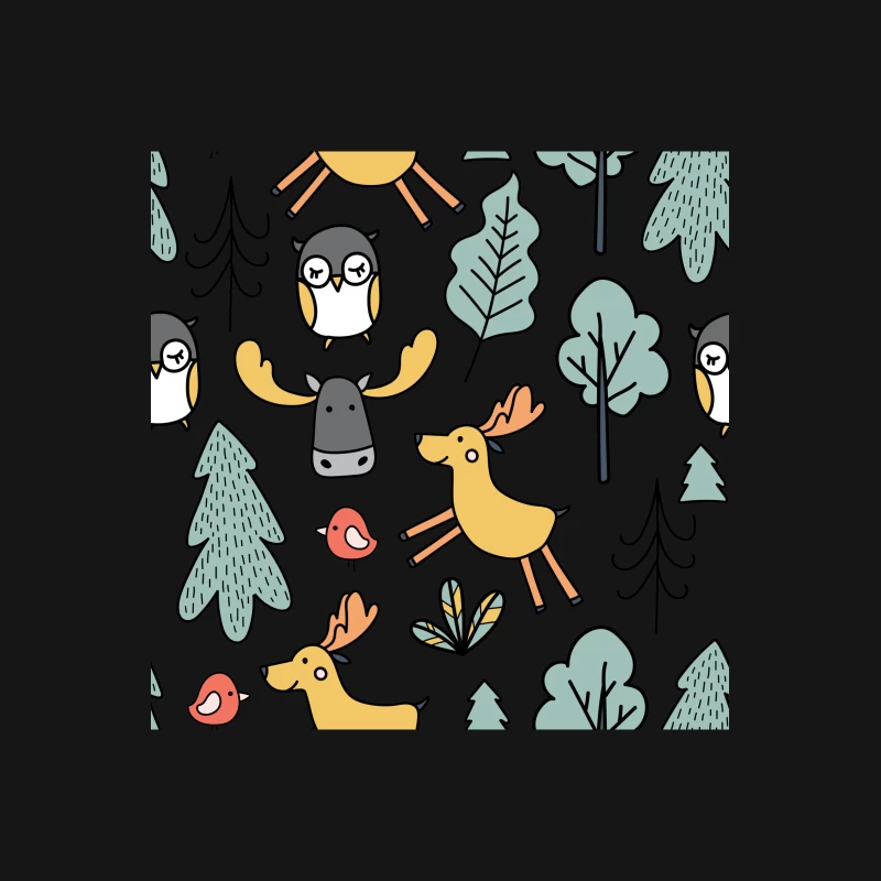 Animaux de la Forêt avec Hiboux et Rennes Femme T-Shirt
