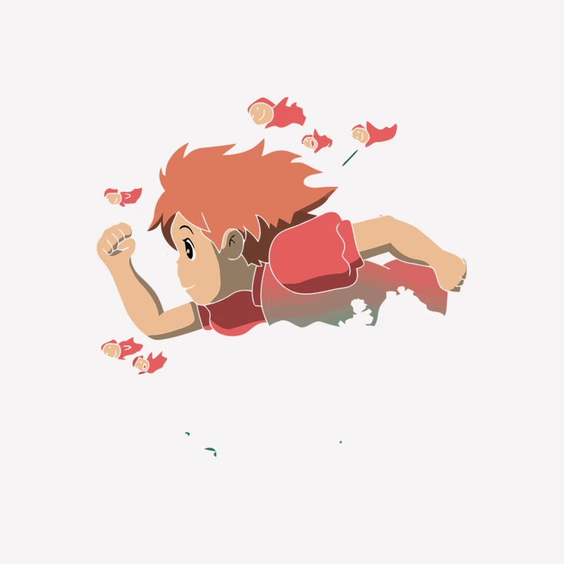 Floating Anime Boy with Red Fish Male T-Shirt