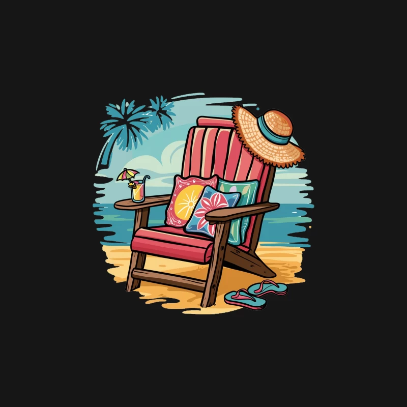 Relaxing Beach Scene with Chair and Accessories Male Long Sleeve T-Shirt