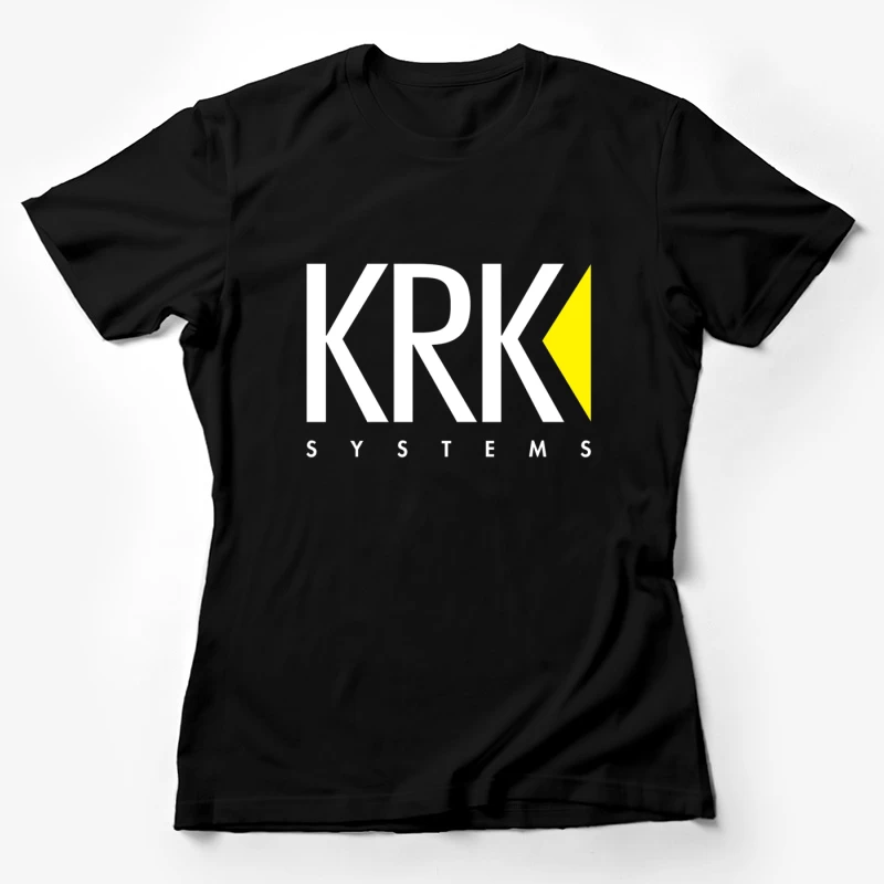 KRK Systems Minimalist Logo Design with Yellow Accent Female T-Shirt