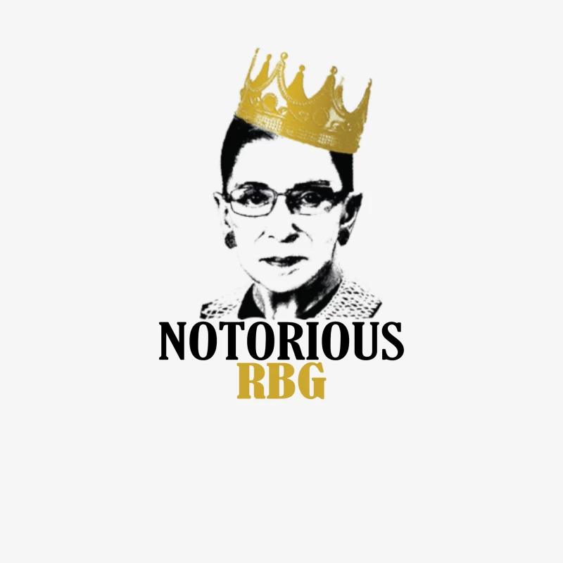 Iconic Black and White Portrait with Golden Crown Notorious RBG Male Pullover Sweatshirt