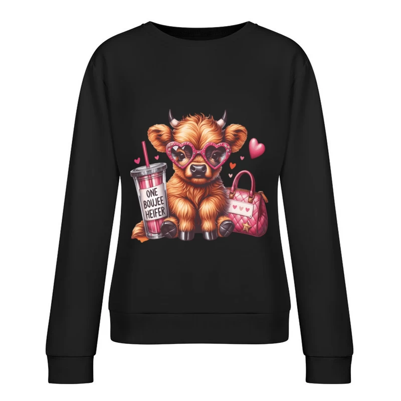 Süße stilvolle Kuh mit Herzbrille Damen Pullover Sweatshirt