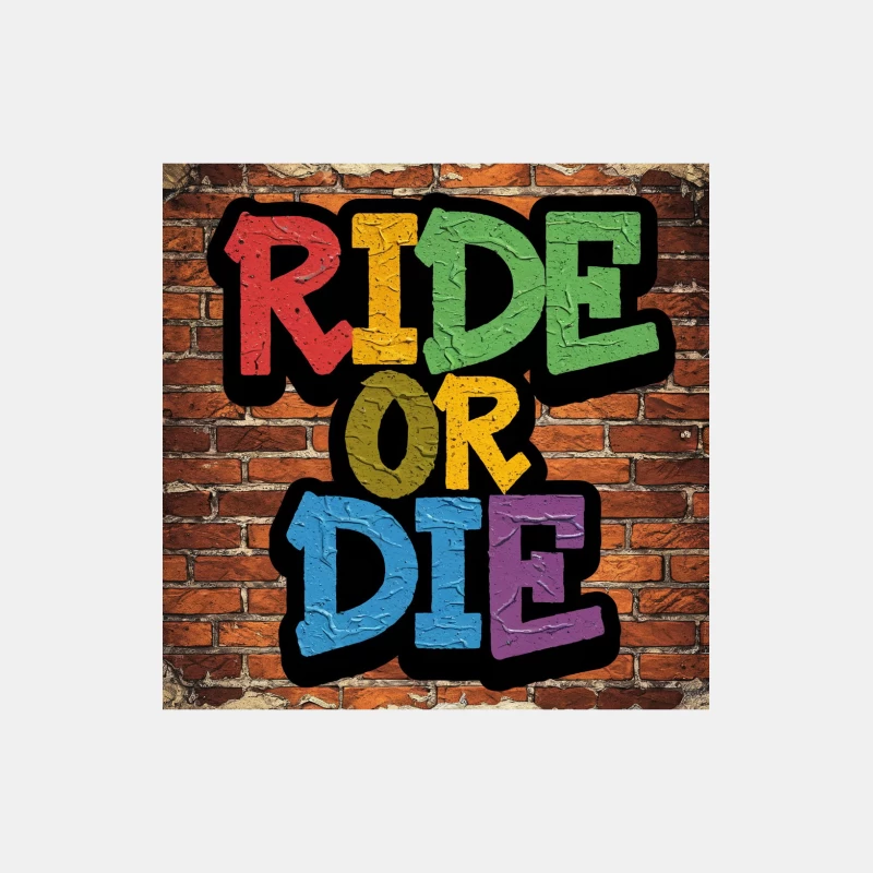 Vibrant "Ride or Die" Graffiti on Brick Wall Male Tank Top