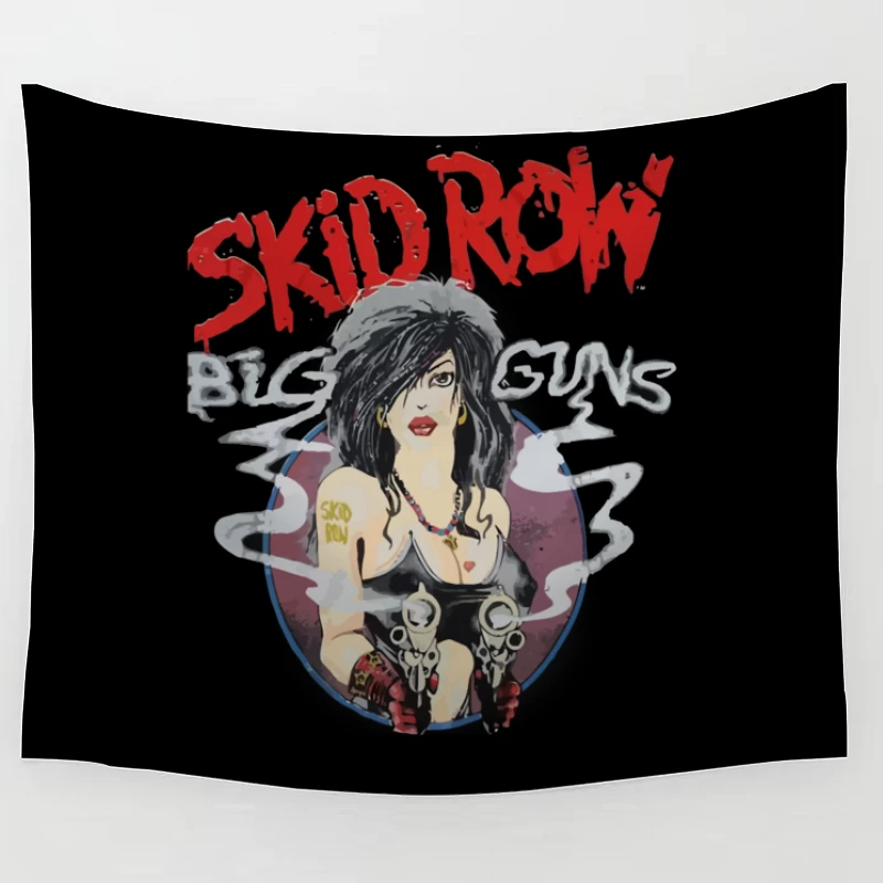 Skid Row Big Guns Vintage Rock Band Artwork Tapestry