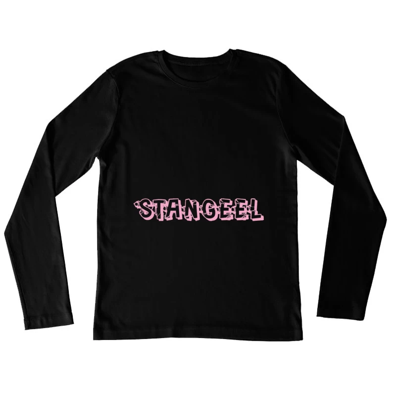 Rosaner Graffiti-Schriftzug Stil Damen Langarm T-Shirt