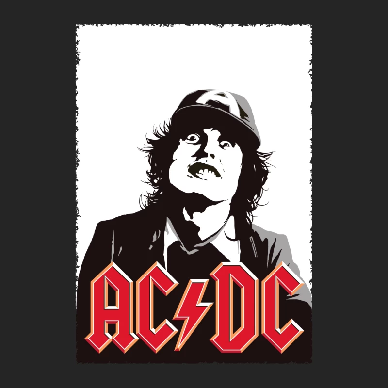 Black and White Artistic Portrait with AC/DC Rock Band Logo Female Pullover Sweatshirt