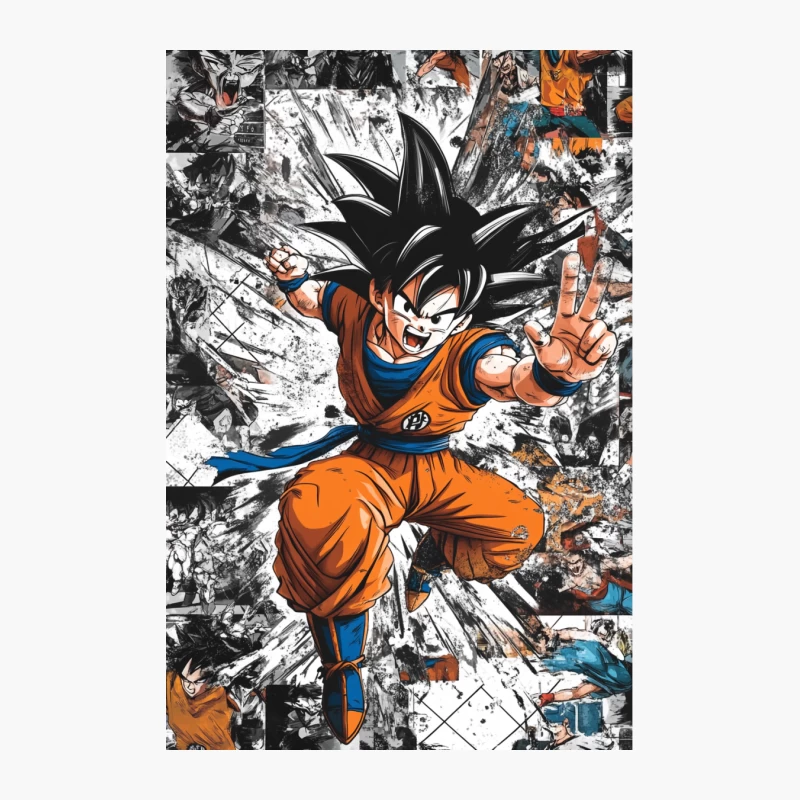 Dynamic Dragon Ball Artwork Featuring Goku in Action Cotton Tote Bag
