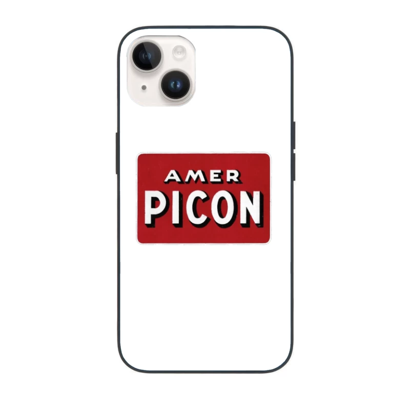 Vintage Amer Picon Logo Typography on Red Background iPhone Case