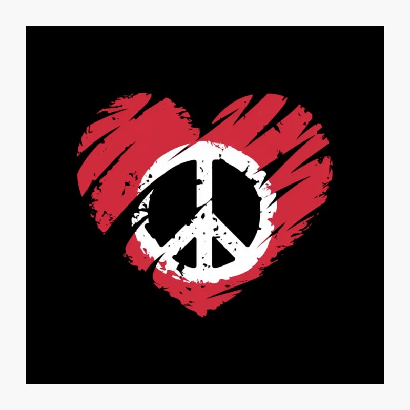 Red Heart with White Peace Symbol: Love and Harmony Design Pin