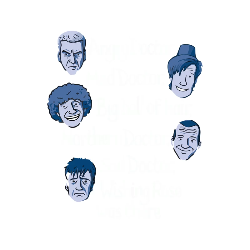 Expressive Cartoon Faces in Blue: A Character Design Showcase Tapestry