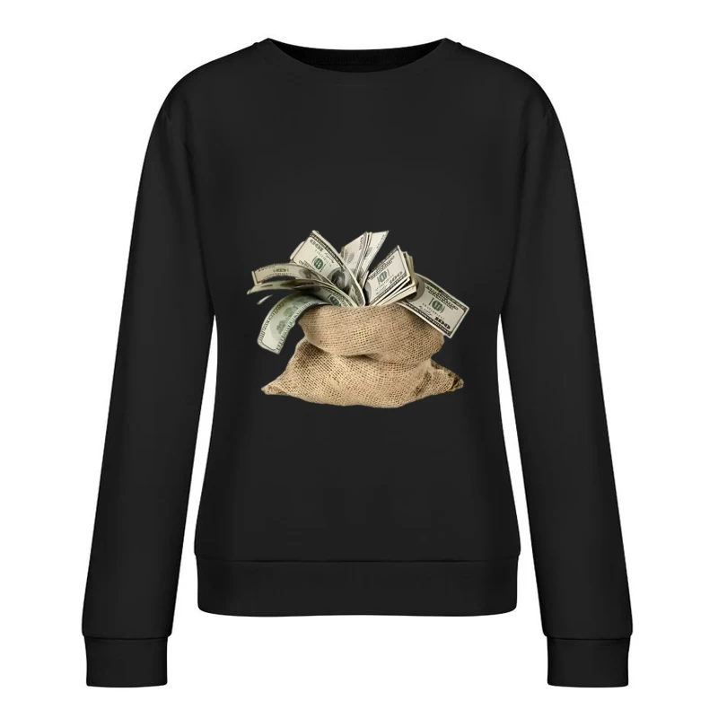 Sacco di denaro con dollari Felpa pullover Donna