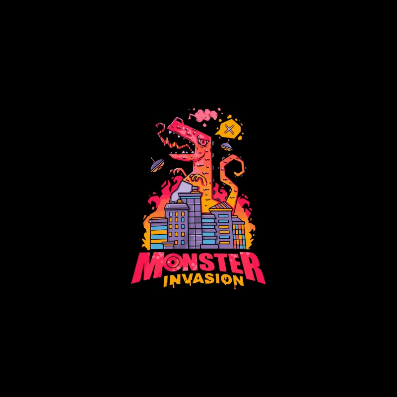 Monster Invasion: A Colorful Cartoon Illustration iPhone Case