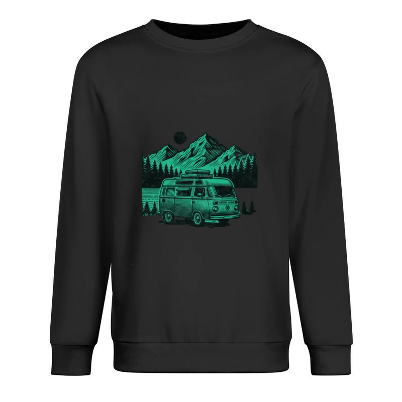 Van rétro dans un paysage de montagne Homme Sweat-shirt à enfiler
