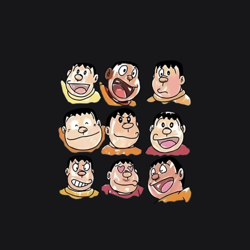 Différentes expressions faciales du personnage de bande dessinée Homme Sweat à capuche