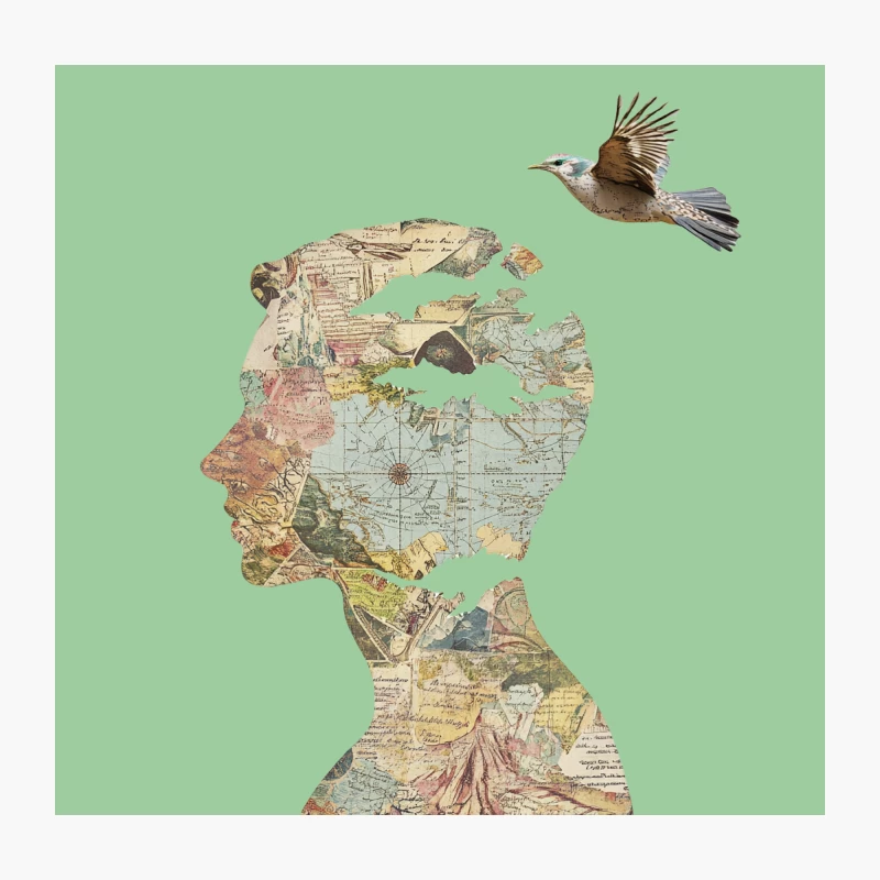 Imaginative Journey: A Silhouette Mapped with Wanderlust Throw Pillow