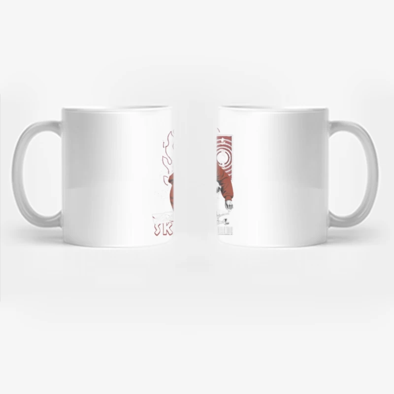 Urban Skateboarder in Red Hoodie - Street Art Style Coffee Mug