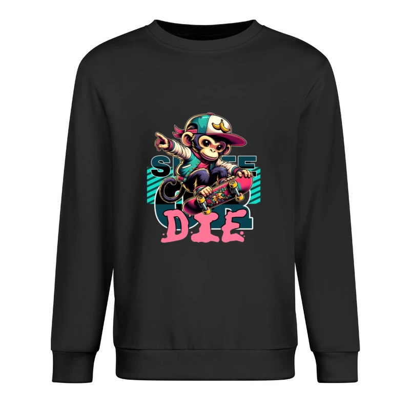 Skateboarden Affe in bunter Aufmachung Herren Pullover Sweatshirt