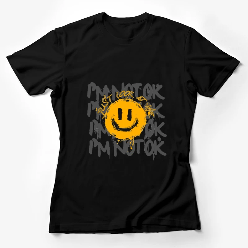 Gelbes Emojis auf schwarzem Hintergrund Damen T-Shirt