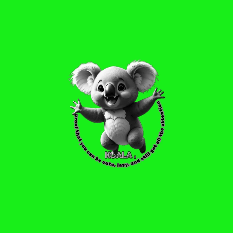 Cute Animated Koala Showing Joy and Attention Desk Mat
