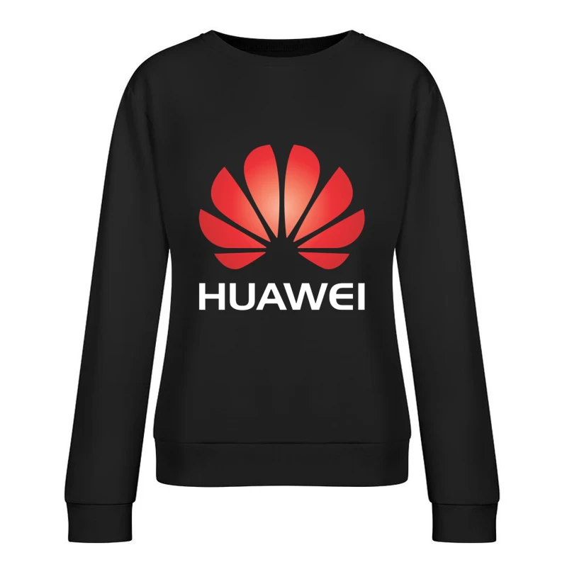 Huawei Red Corporate Logo Design Female Pullover Sweatshirt