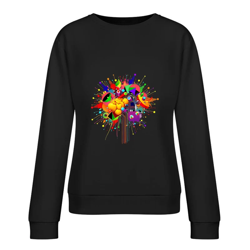 Vibrant Digital Brain: Creative Mind Explosion Female Pullover Sweatshirt