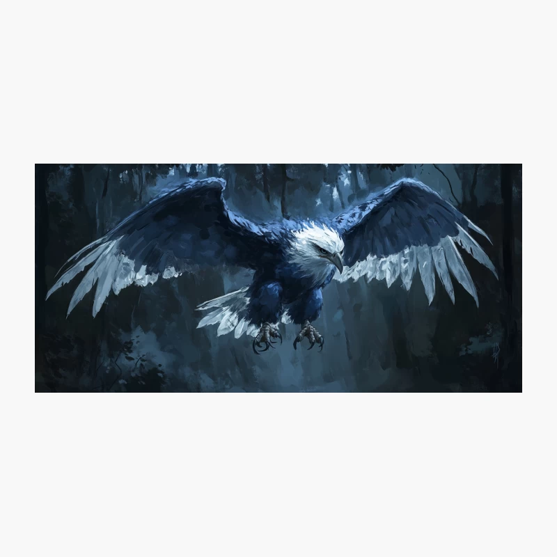 Majestic Eagle Soaring Through Night Forest Coffee Mug