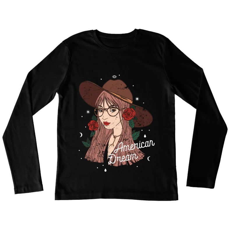 Amerikanischer Traum - Stilvolle junge Frau Damen Langarm T-Shirt