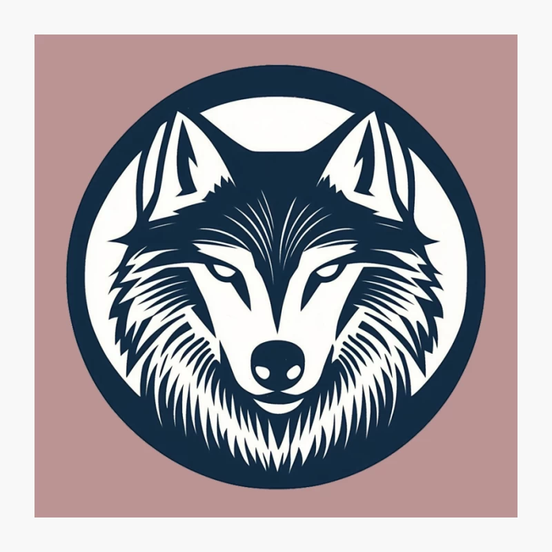 Circular Wolf Head Logo Emblem Pin