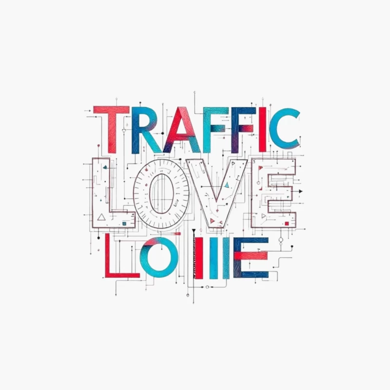 Traffic Love Typography with Technical Design Elements Cotton Tote Bag