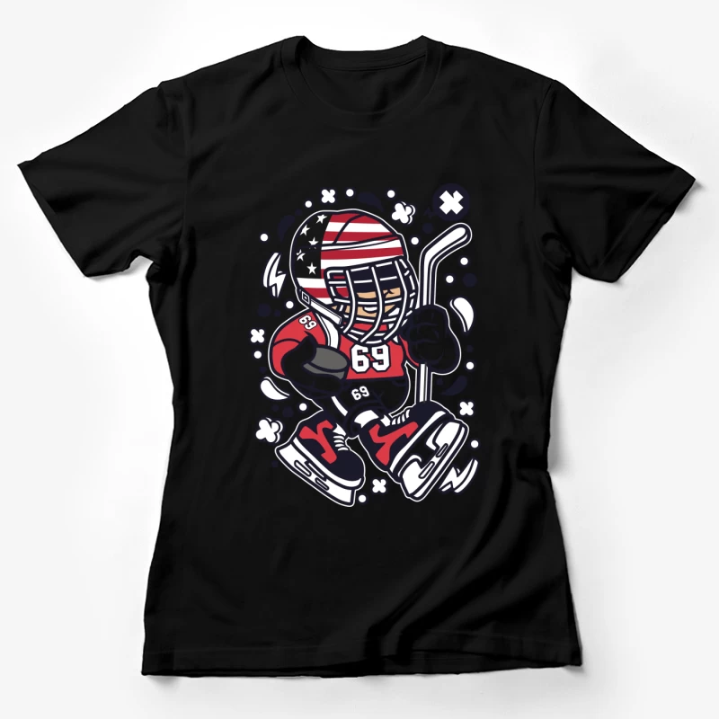 Joueur de hockey américain stylisé Femme T-Shirt